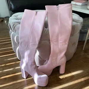 Pink Whatta Showdown Knee High Platform Boots Knee Boots Pink